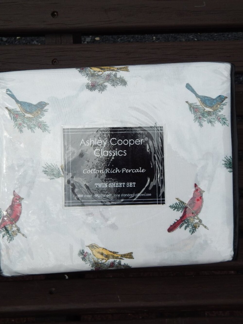 Ashely Cooper Classics Cotton Twin Sheet Set WINTER BIRDS New in Package